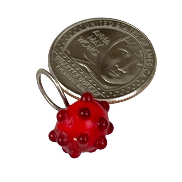 Vintage Murano Red Glass Bead Charm With Sterling Silver Loop - Picture 3 of 6